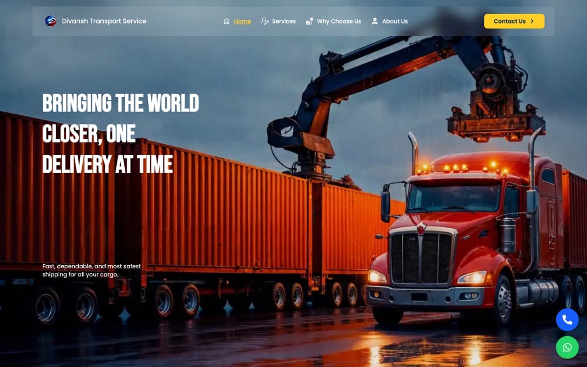 Divansh Transport homepage
