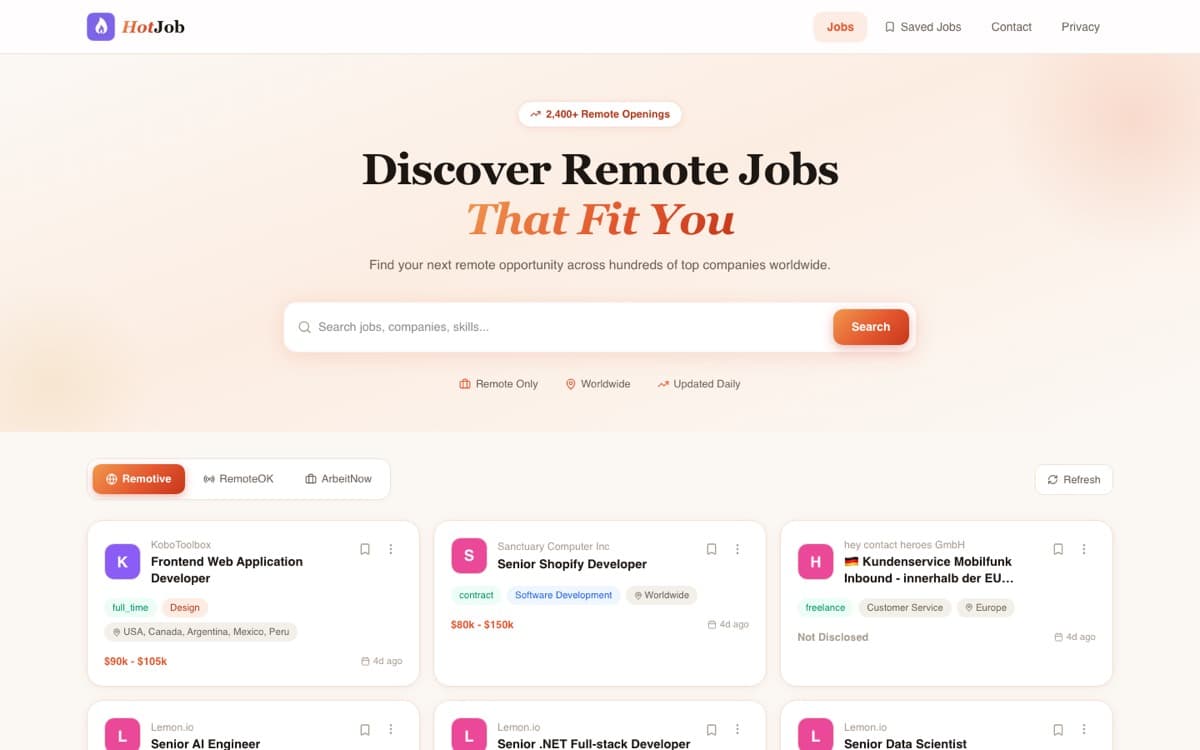 HotJob homepage