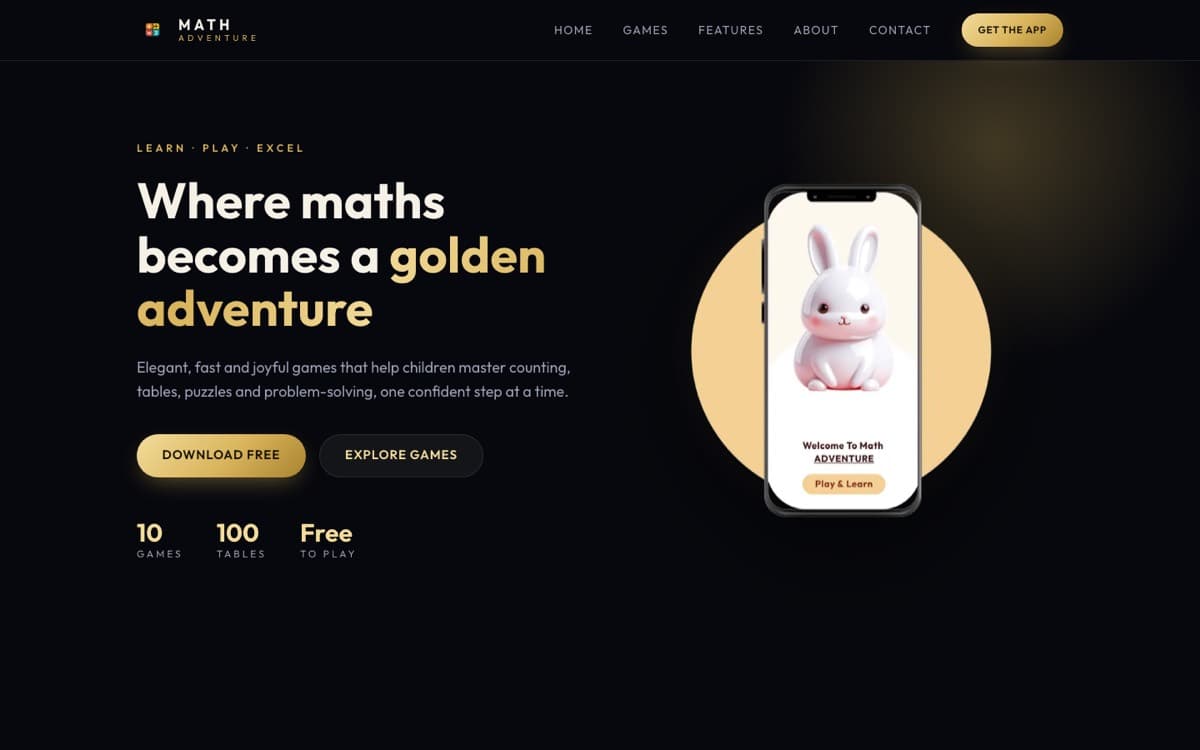 Math Adventure homepage