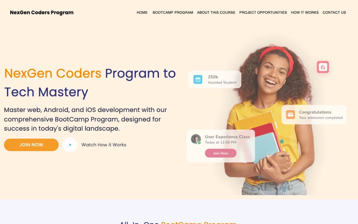 NexGen Coders Program homepage