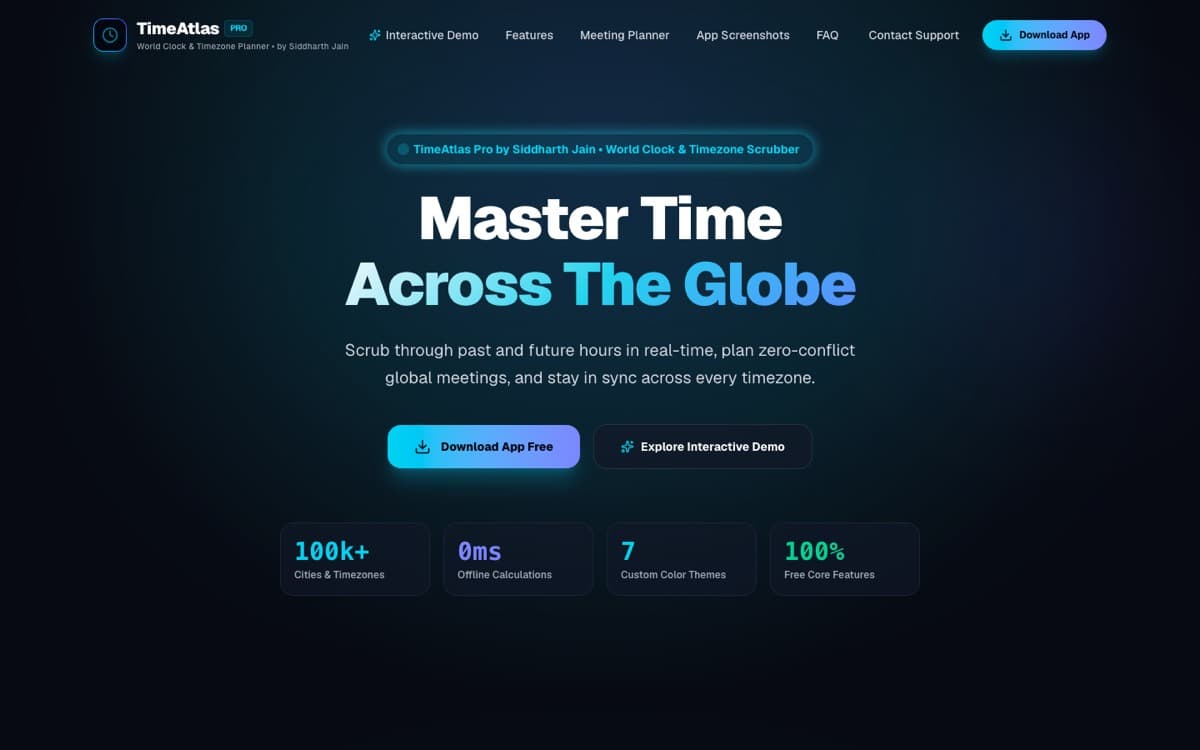 TimeAtlas homepage