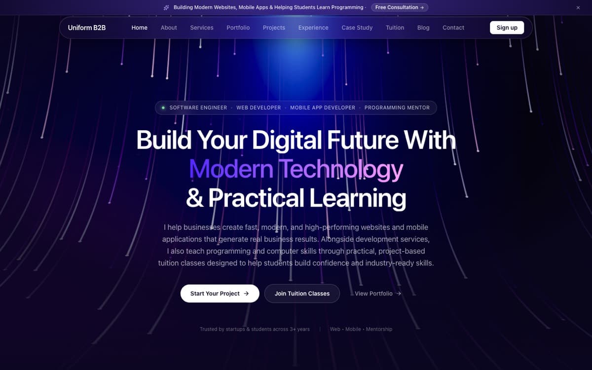 Uniform B2B homepage
