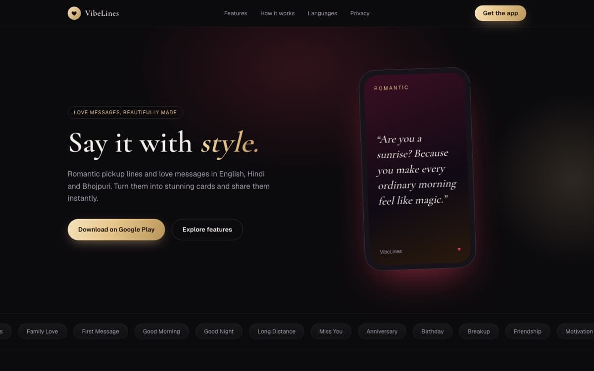VibeLines homepage